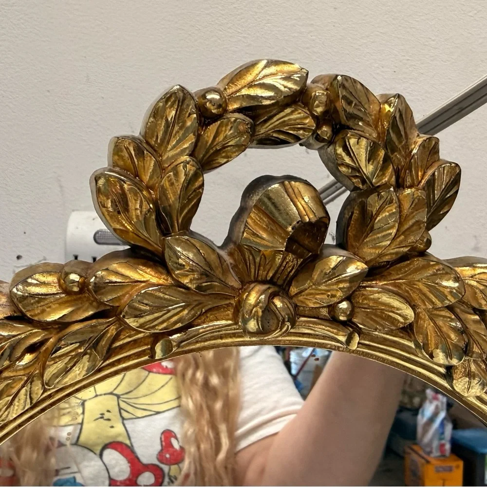 Home Interiors Gold Oval Wall Mirror with Ornate Frame